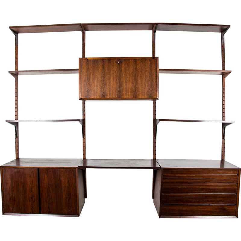 Large vintage modular shelf in Rio rosewood by Poul Cadovius, Danish 1960s