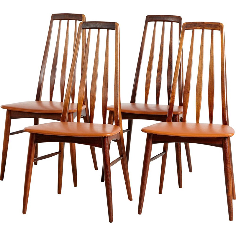 Lot de 4 chaises vintage Eva par Niels Koefoed pour Koefoed Hornslet 1960