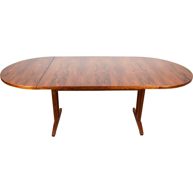 Large vintage oval table in Rio rosewood, Scandinavian 1960s