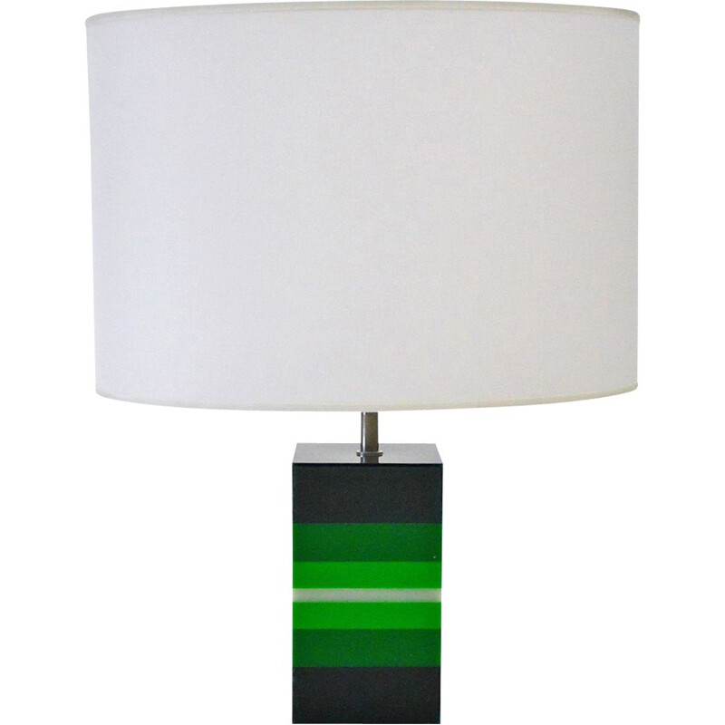 Vintage Table Lamp In Green Plexiglas, Italian 1960s