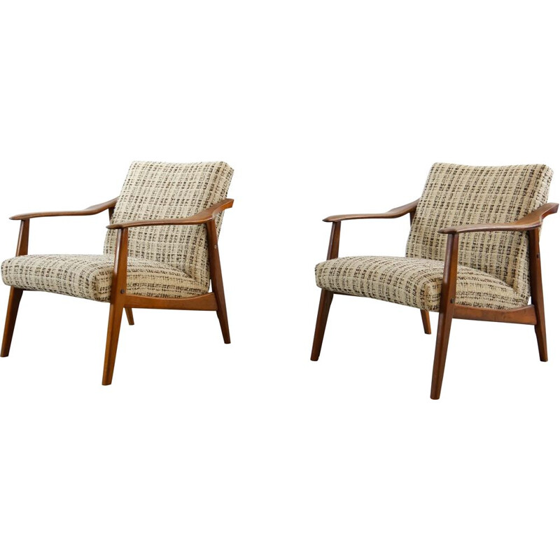 Pair of vintage teak armchairs, 1960