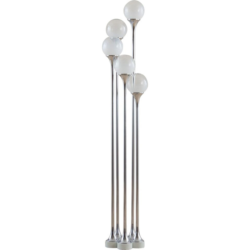 Vintage Targetti Sankey Murano glass and chrome floor lamp, Italy 1970s