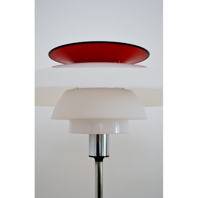 Louis Poulsen Scandinavian white and red floor lamp, Poul HENNINGSEN - 1980s