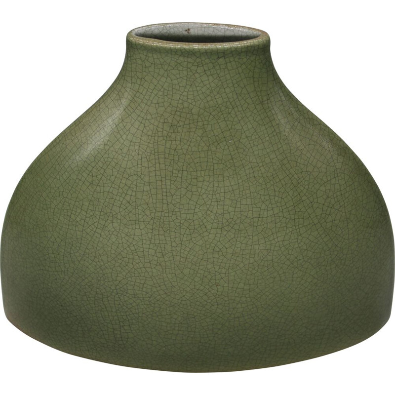 Large vintage cracked ceramic vase 1950s