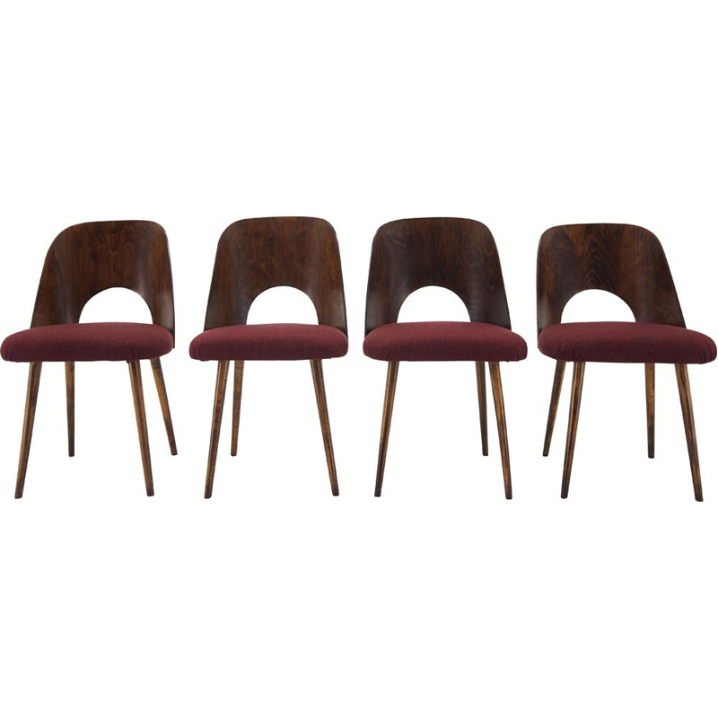 Conjunto de 4 cadeiras de faia Oswald Haerdtl para TonThonet, Checoslováquia 1960