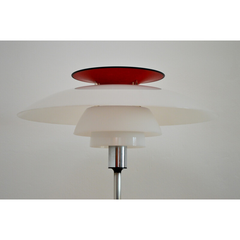 Louis Poulsen Scandinavian white and red floor lamp, Poul HENNINGSEN - 1980s