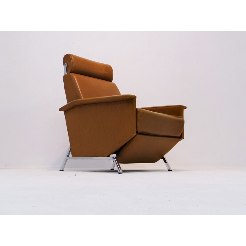 Armchair in brown leatherette, George VAN RIJCK - 1960s