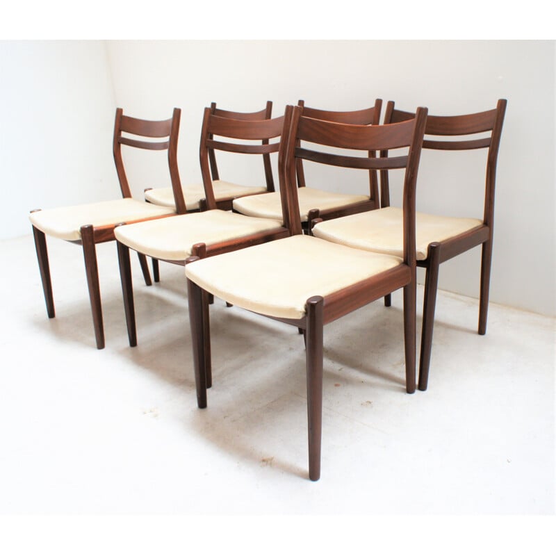 Set of 6 vintage teak chairs by Gessef consorzio Sedie Friull 1960s