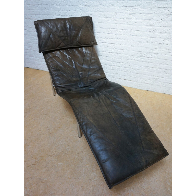 Vintage Leather Skye Chaise Lounge Chair by Tord Björklund  for Ikea, Swede, 1970s