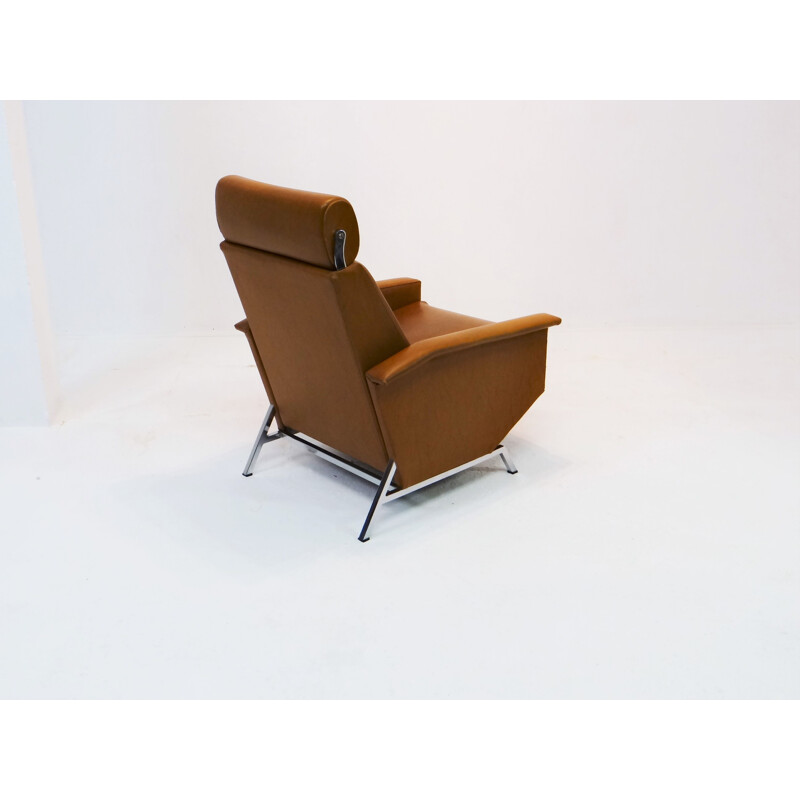 Armchair in brown leatherette, George VAN RIJCK - 1960s