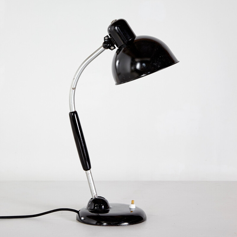 Lampe de table vintage d'atelier Bauhaus Kaiser Idell noir par Christian Dell pour Koranda 1930