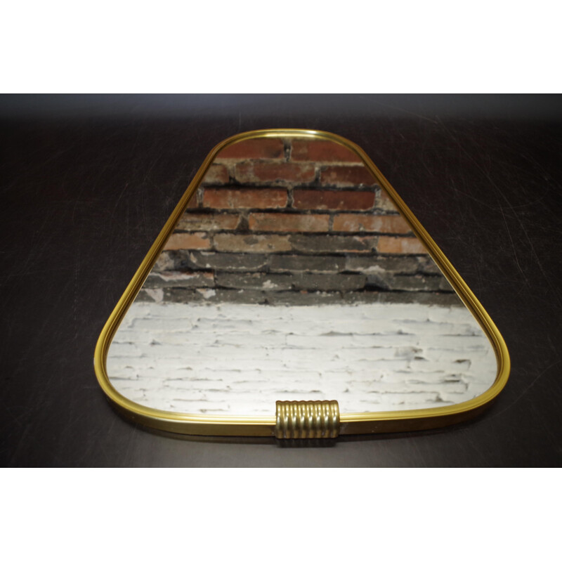 Vintage Rockabilly asymmetrical mirror in a golden metal frame