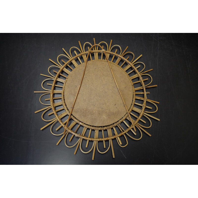 Vintage Round mirror in a bamboo frame