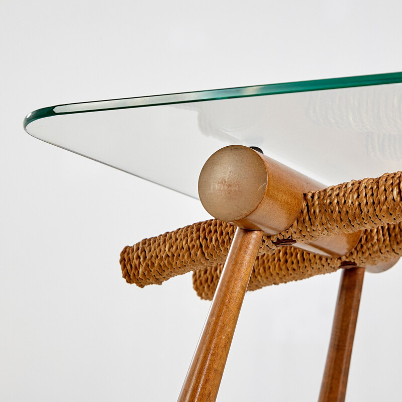 Vintage Glass Top Coffee Table by Max Kment for Kunstgewerbliche Werkstätten 1950s
