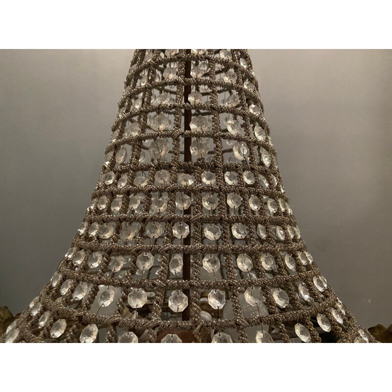 Pair of vintage crystal beaded chandeliers, Uk 1960