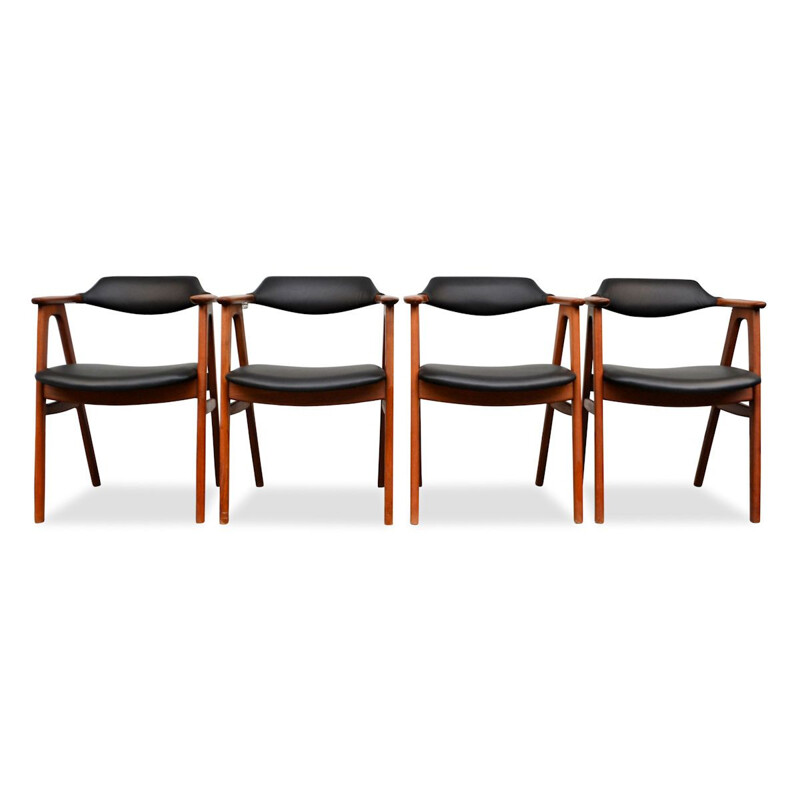 Vintage teak dining chairs by Erik Kirkegaard for Hong Stolefabrik, Danish