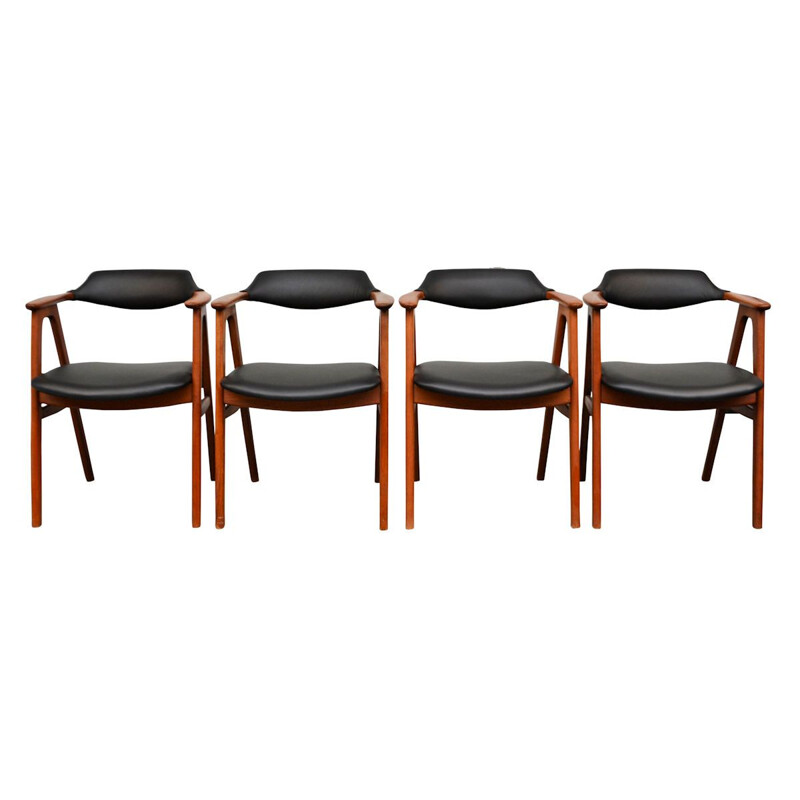 Vintage teak dining chairs by Erik Kirkegaard for Hong Stolefabrik, Danish