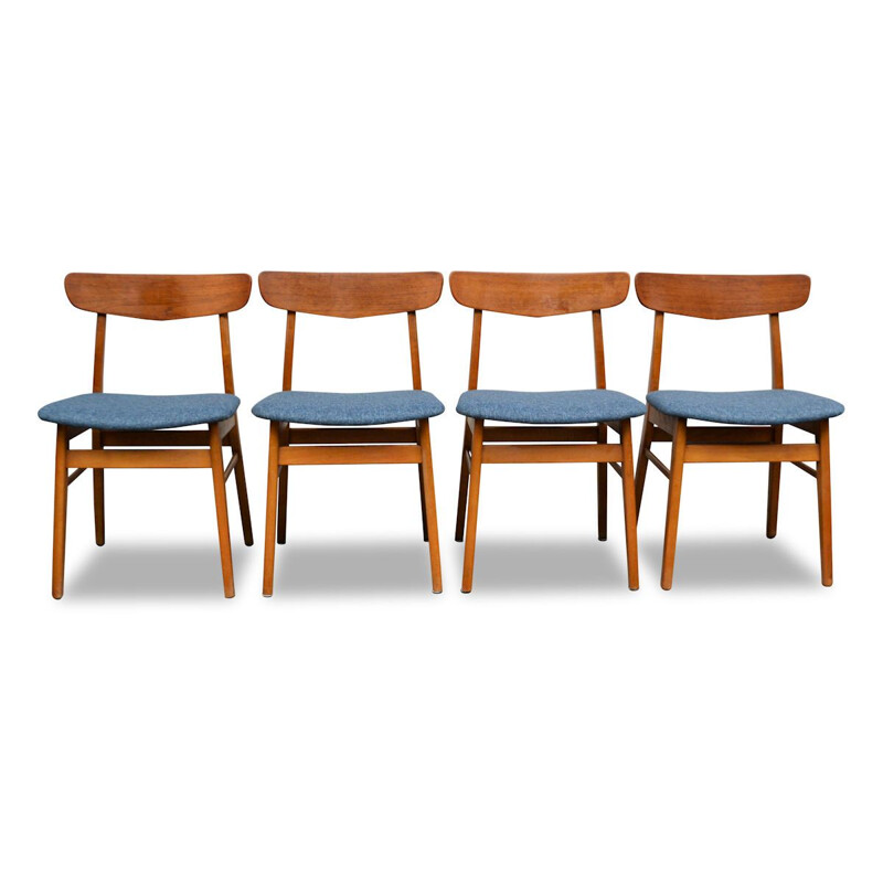Set of 4 vintage teakbeech dining chairs by Findahls Mobelfabrik, Danish