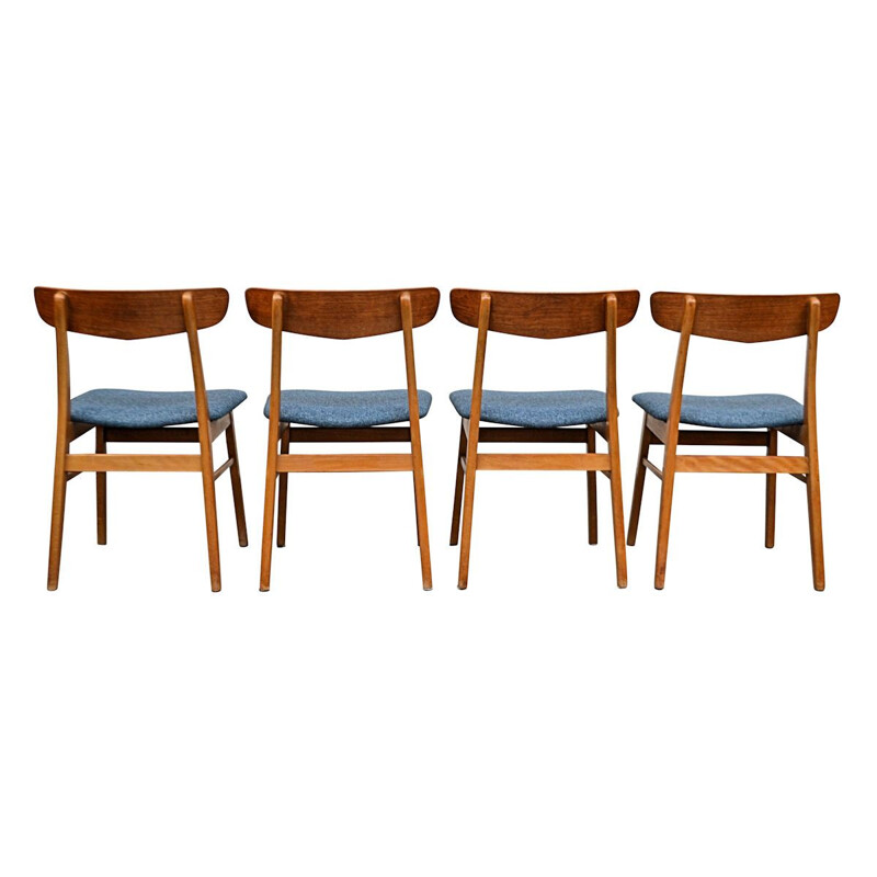 Set of 4 vintage teakbeech dining chairs by Findahls Mobelfabrik, Danish