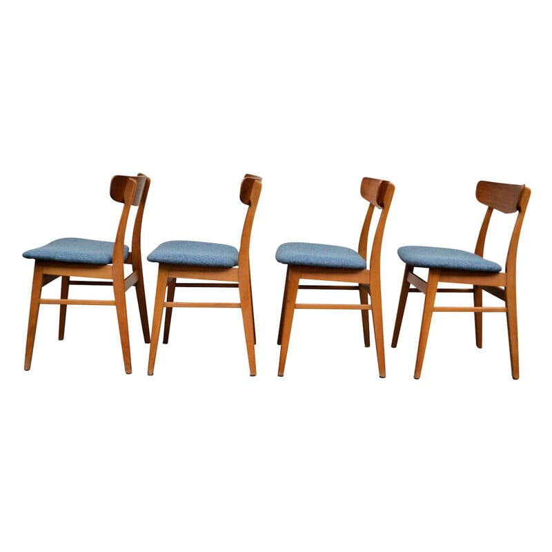 Set of 4 vintage teakbeech dining chairs by Findahls Mobelfabrik, Danish