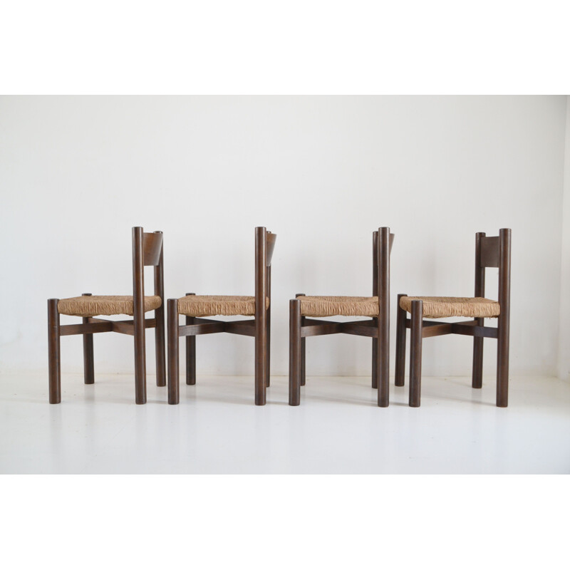 Set of 4 vintage chairs model Meribel by Charlotte Perriand 1950s