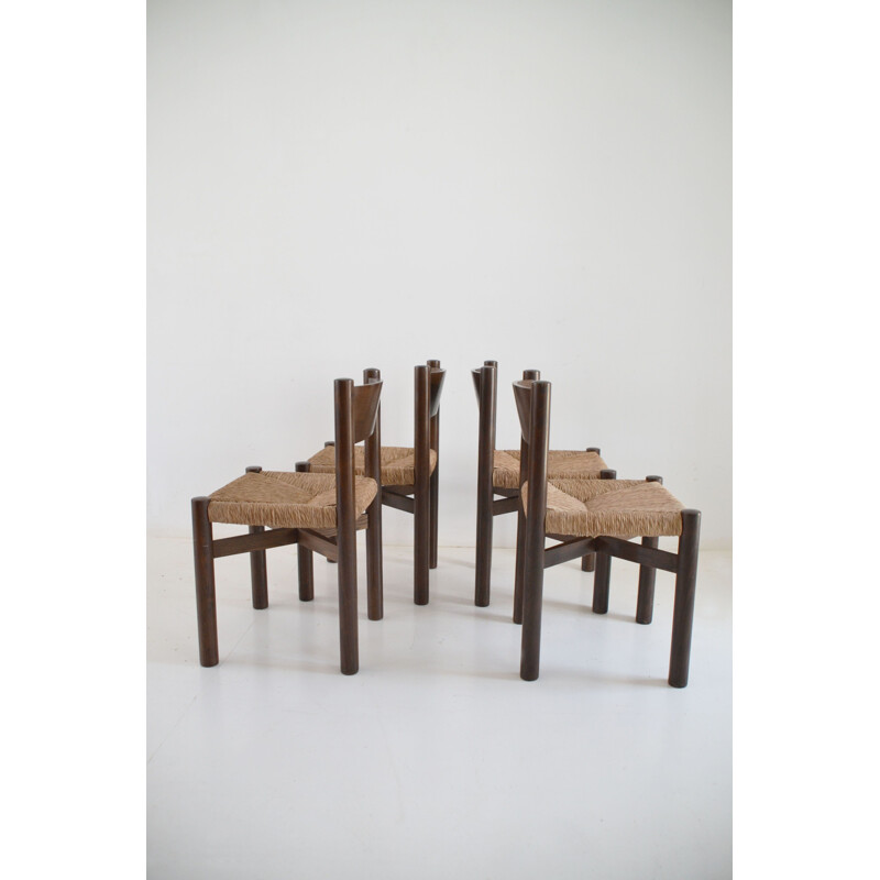 Set of 4 vintage chairs model Meribel by Charlotte Perriand 1950s