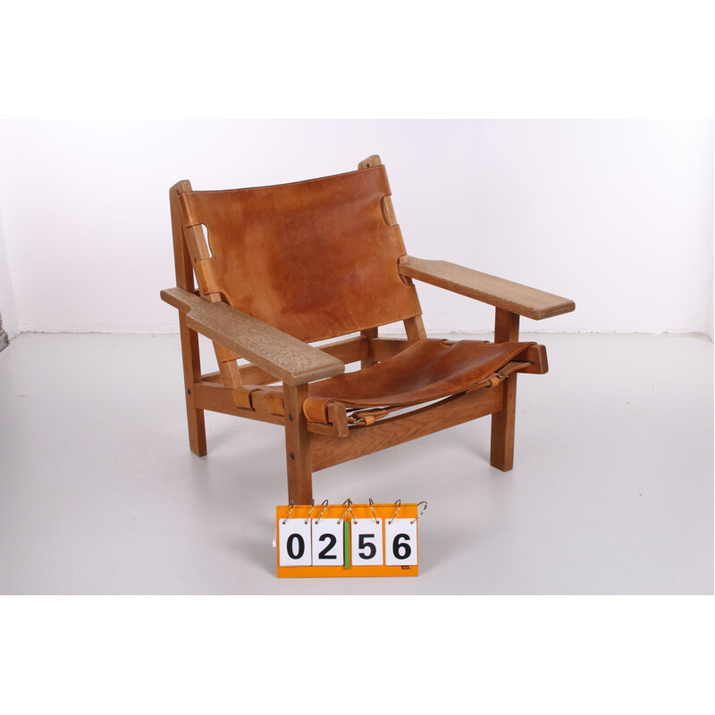 Vintage Leather and Oak Safari Chair by Kurt Ostervig for KP Mobler 1960s