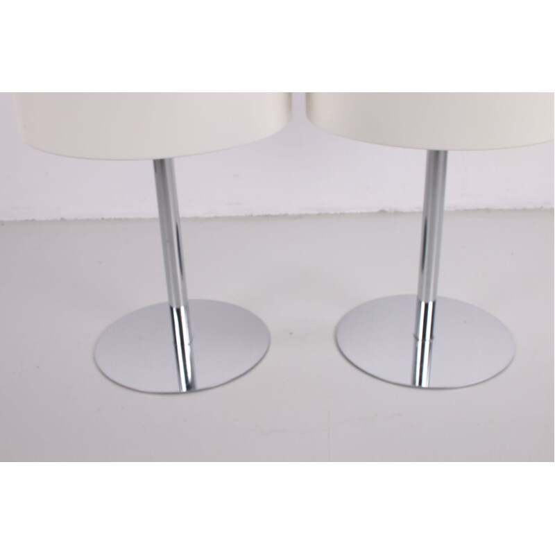 Pair of vintage Space Age Tables or bedside tables with chrome base, Denmark 1970s