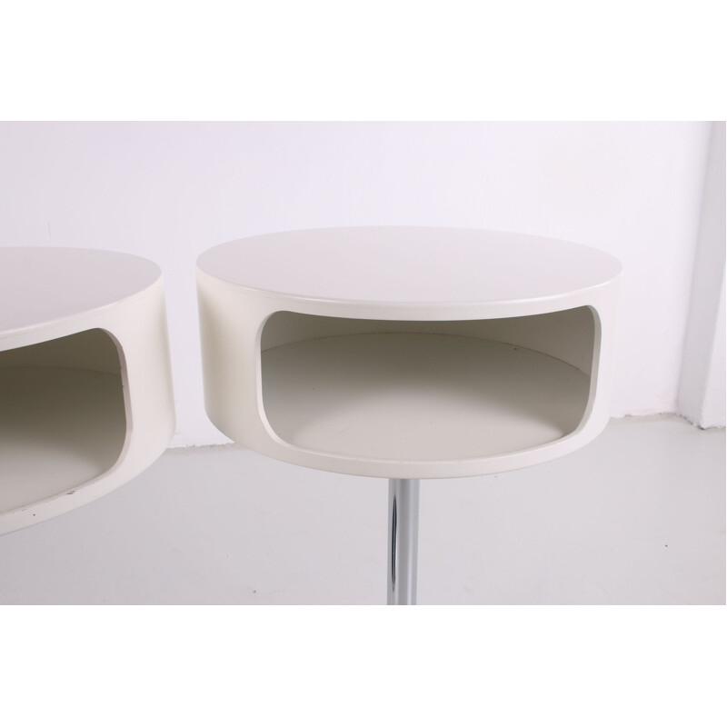 Pair of vintage Space Age Tables or bedside tables with chrome base, Denmark 1970s