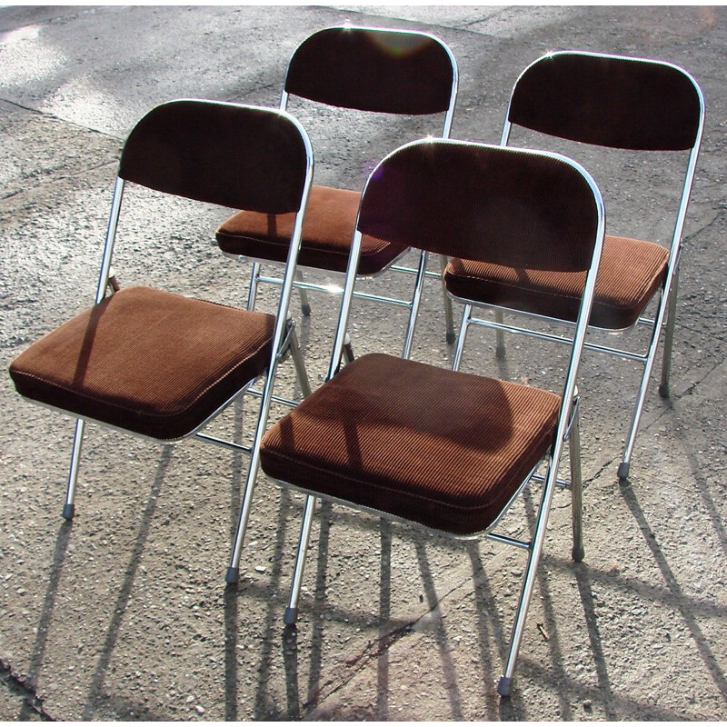 Set of 4 vintage folding chairs 1970s