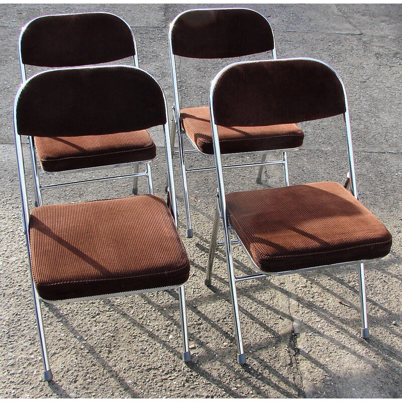 Set of 4 vintage folding chairs 1970s