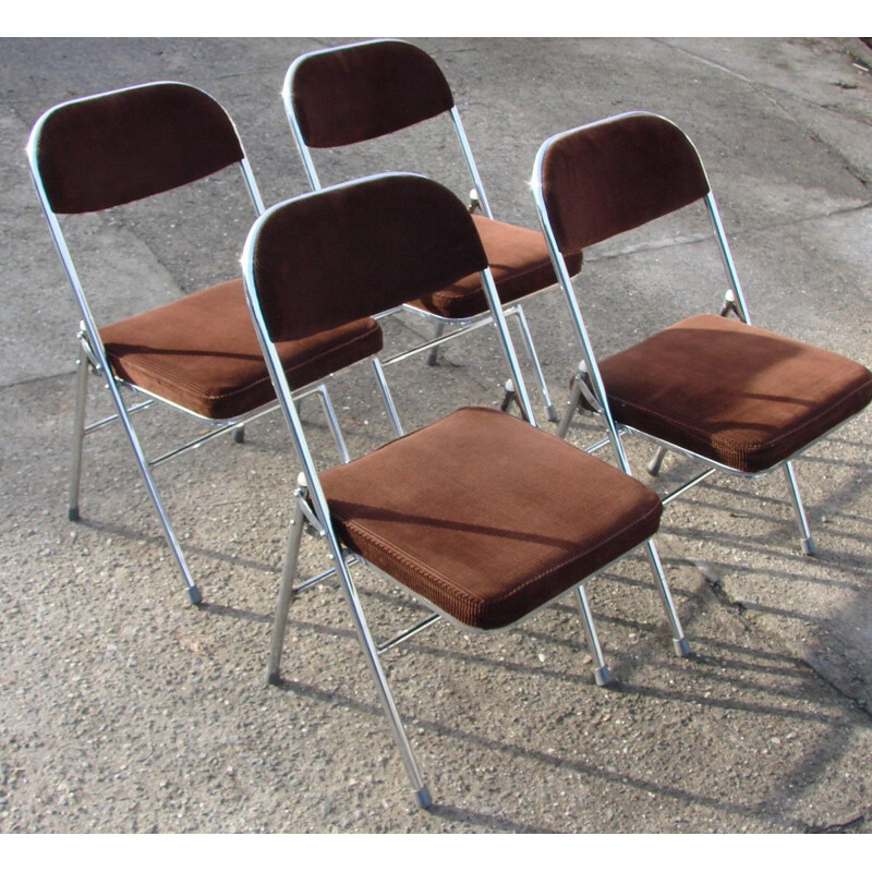 Set of 4 vintage folding chairs 1970s