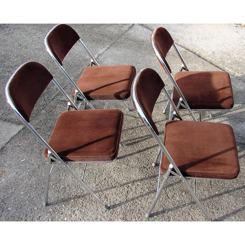 Set of 4 vintage folding chairs 1970s