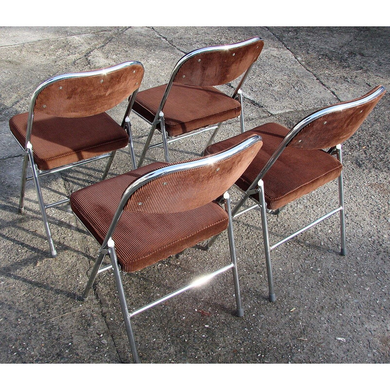 Set of 4 vintage folding chairs 1970s