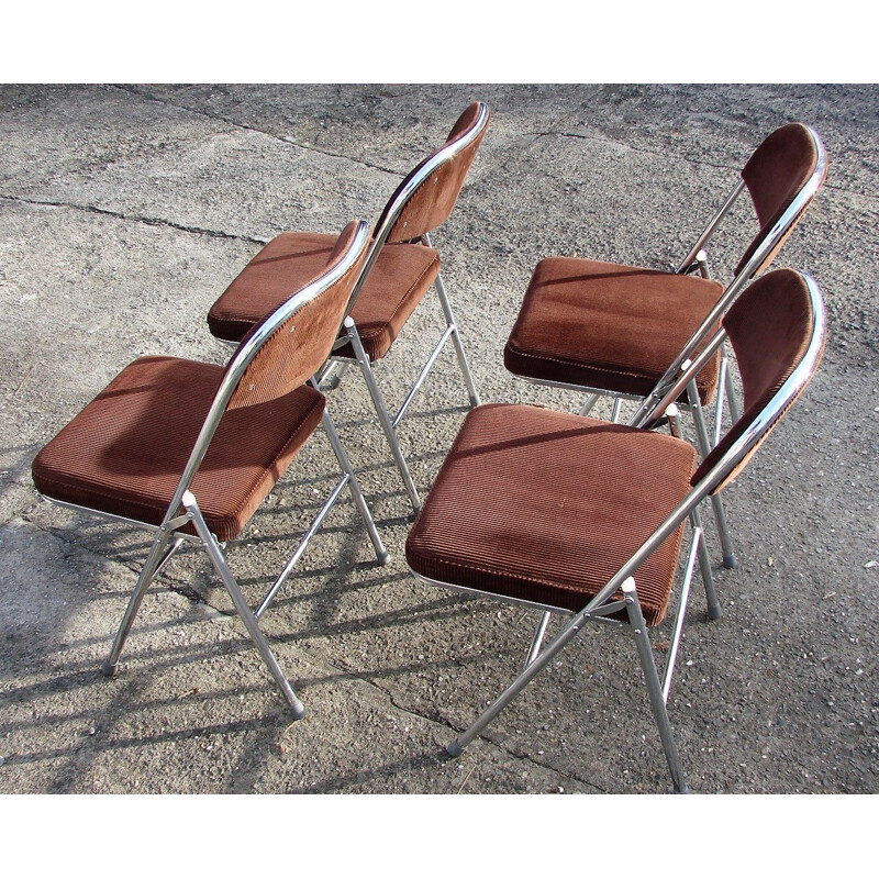 Set of 4 vintage folding chairs 1970s