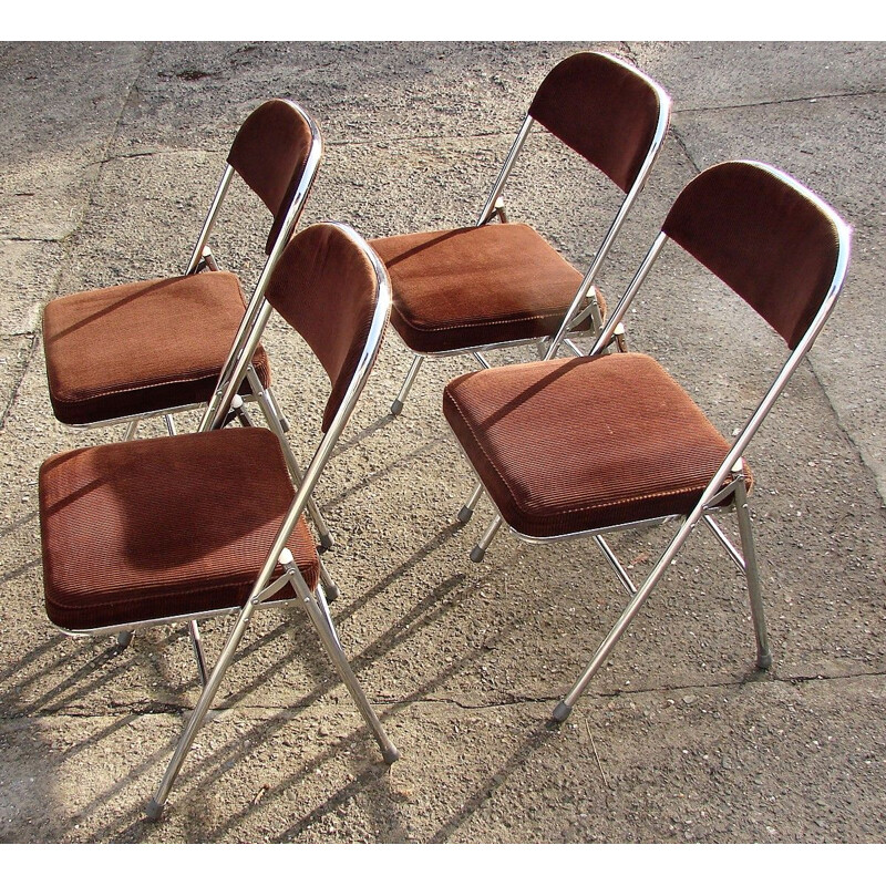 Set of 4 vintage folding chairs 1970s