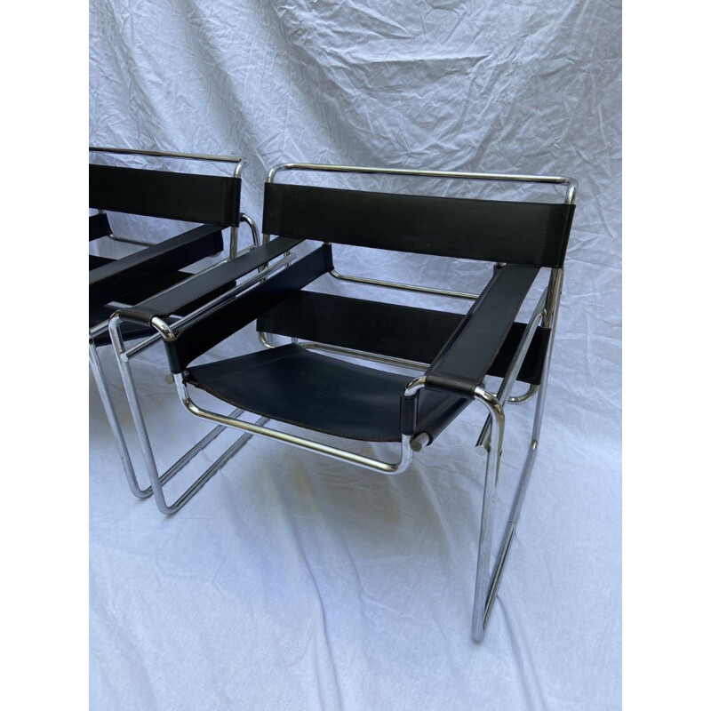 Pair of vintage Wassily armchairs by Marcel Lajos Breuer 1968s