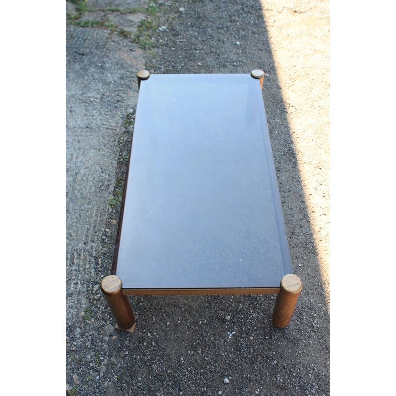 Vintage coffee table with glass top 1960s