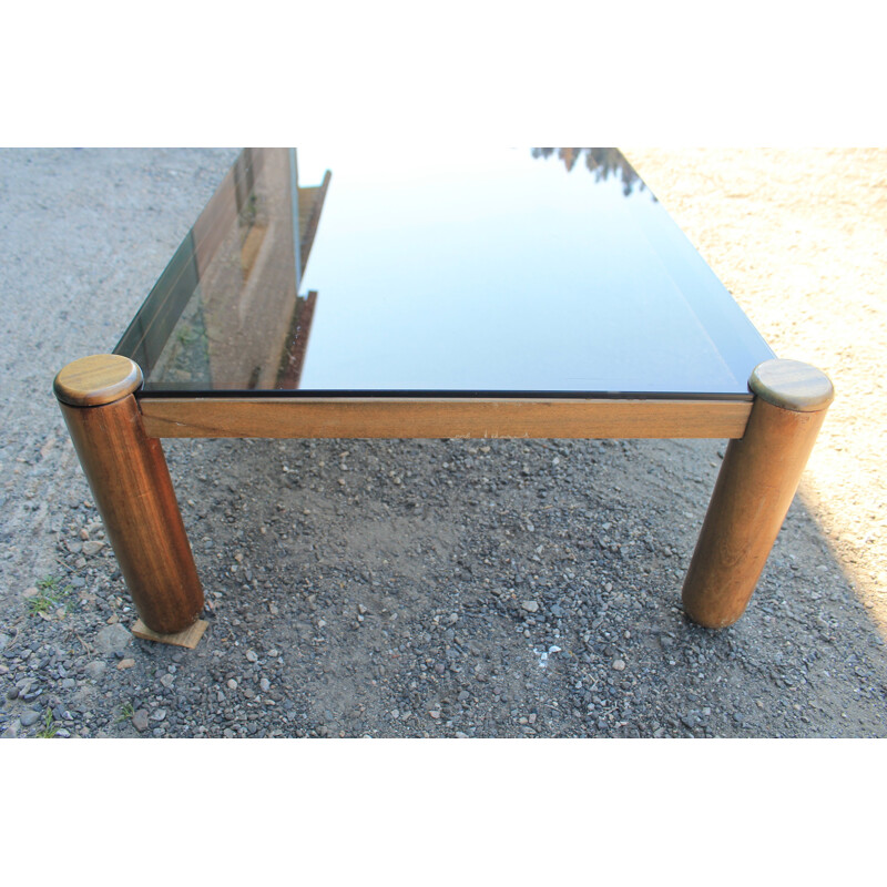 Vintage coffee table with glass top 1960s