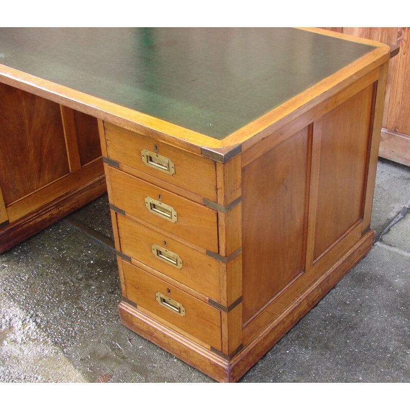 Vintage eather and wood Desk, England 1934s