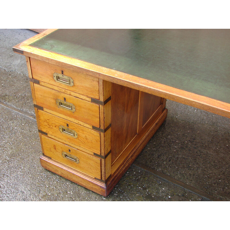 Vintage eather and wood Desk, England 1934s