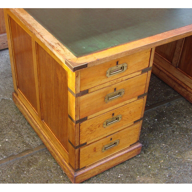 Bureau vintage en bois et cuir, Angleterre 1934