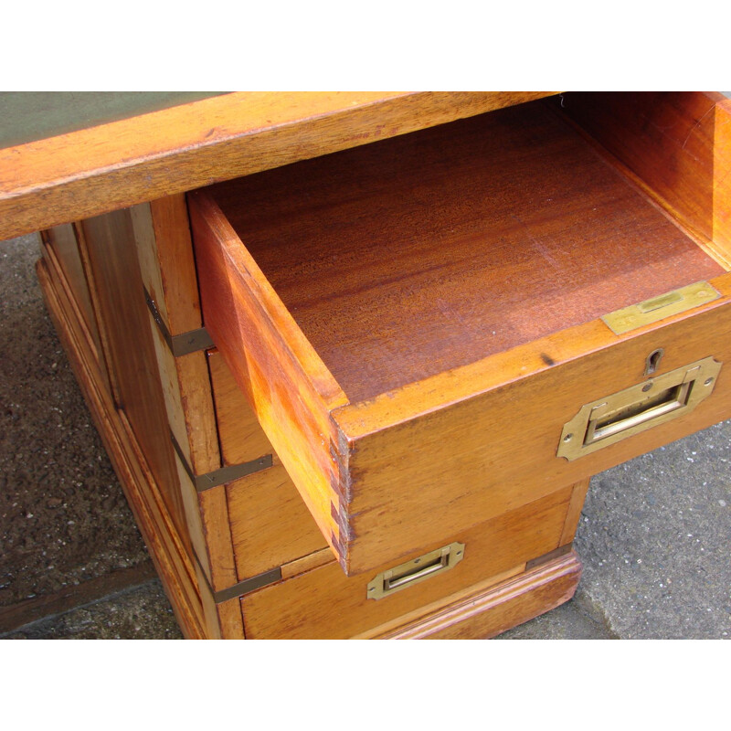 Vintage eather and wood Desk, England 1934s