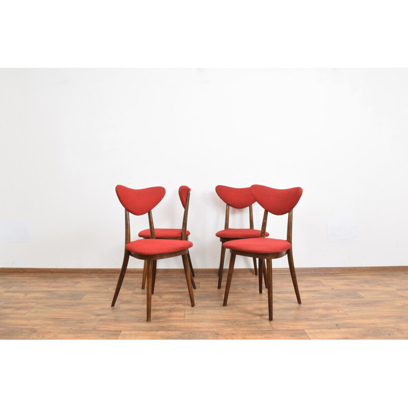 Set of 4 vintage Dining Chairs by Helena and Jerzy Kurmanowicz, Polish 1950s