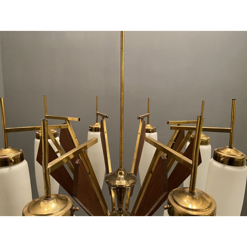 Candelabro Stilnovo em vidro opalino, 1950