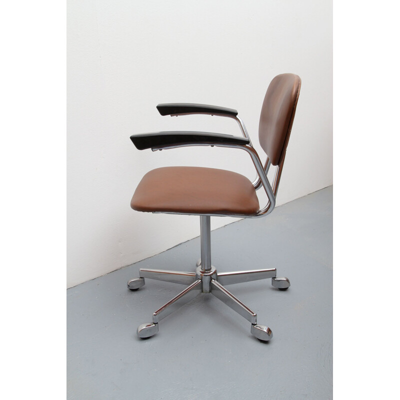 Vintage office chair in brown leatherette 1960s