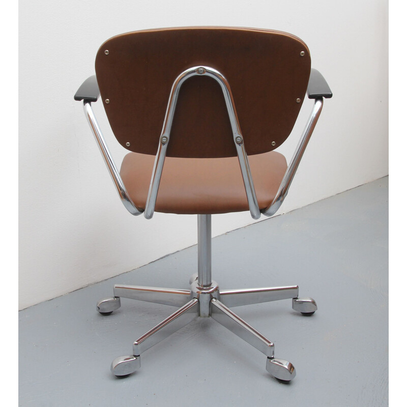 Vintage office chair in brown leatherette 1960s