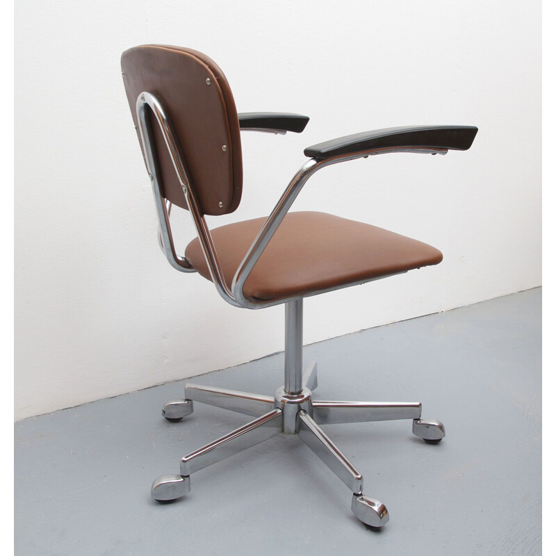 Vintage office chair in brown leatherette 1960s