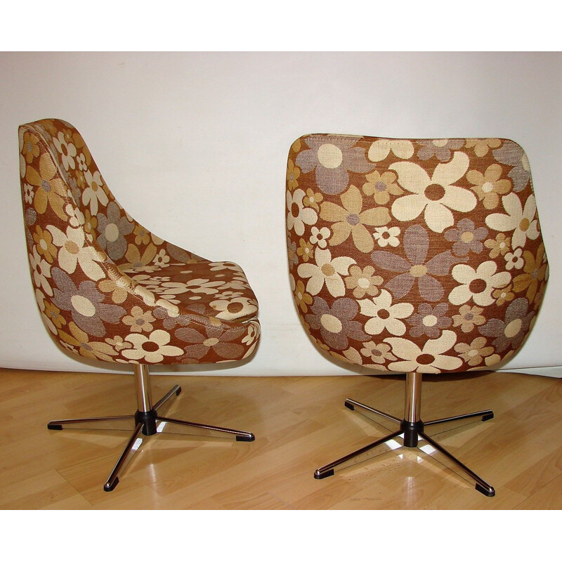 Paire de fauteuils vintage pivotants 1970