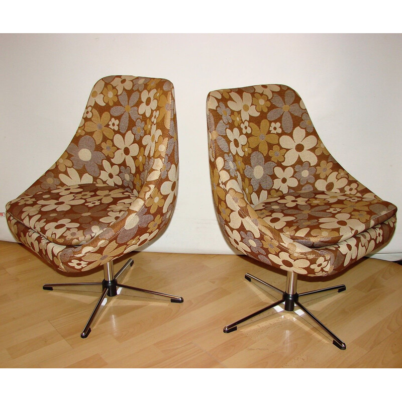 Paire de fauteuils vintage pivotants 1970